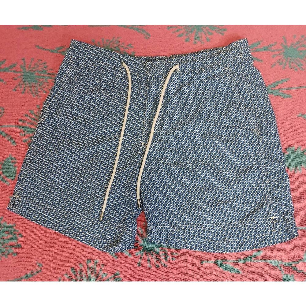 Jacques zolty mens small beach shorts swim trunks blue brief lined